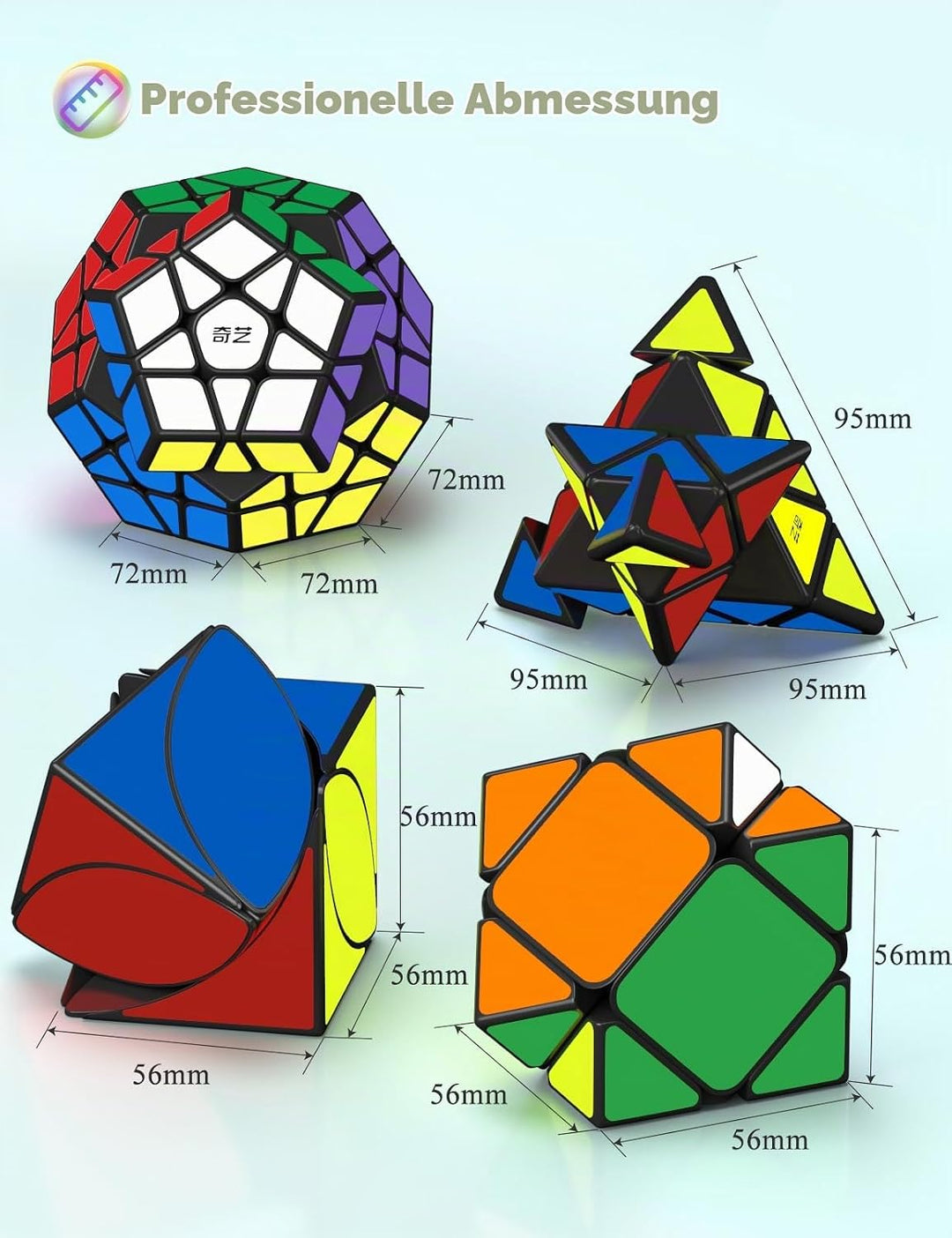 ROXENDA Zauberwürfel Set, Speed Cube Set mit 2x2 3x3 4x4 5x5 Zauberwürfel mit Geschenkbox, Geheimes