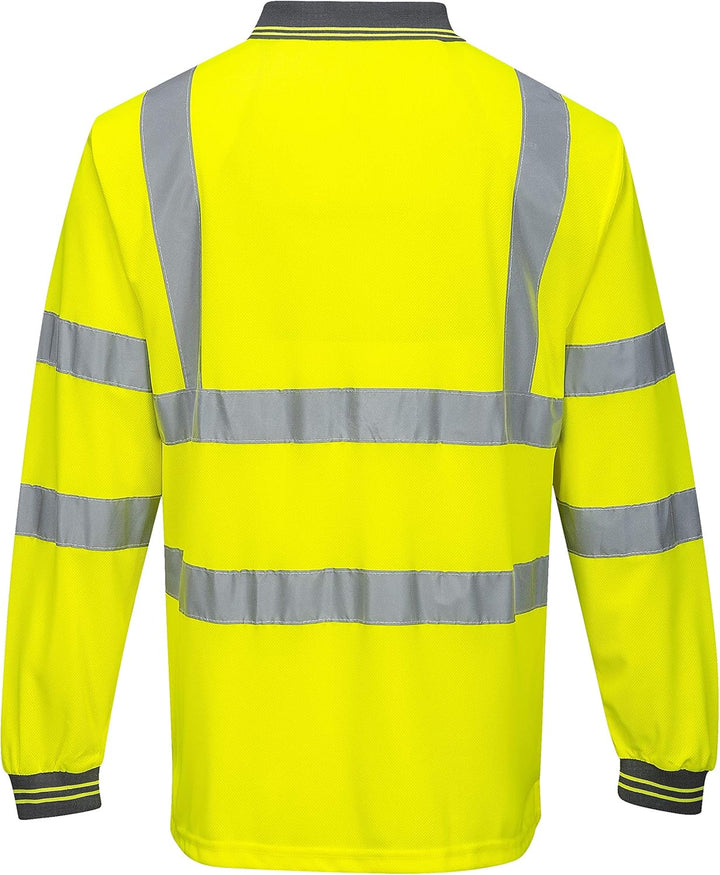 Portwest Langarm Warnschutz Polo Shirt, Grösse: 4XL, Farbe: Gelb, S277YER4XL 4XL Gelb, 4XL Gelb