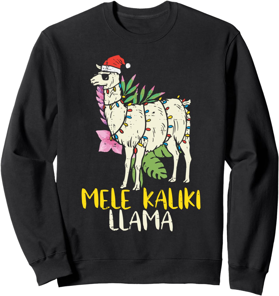 Mele Kalikimaka Llama Santa Hawaiian Christmas Xmas Gift Sweatshirt