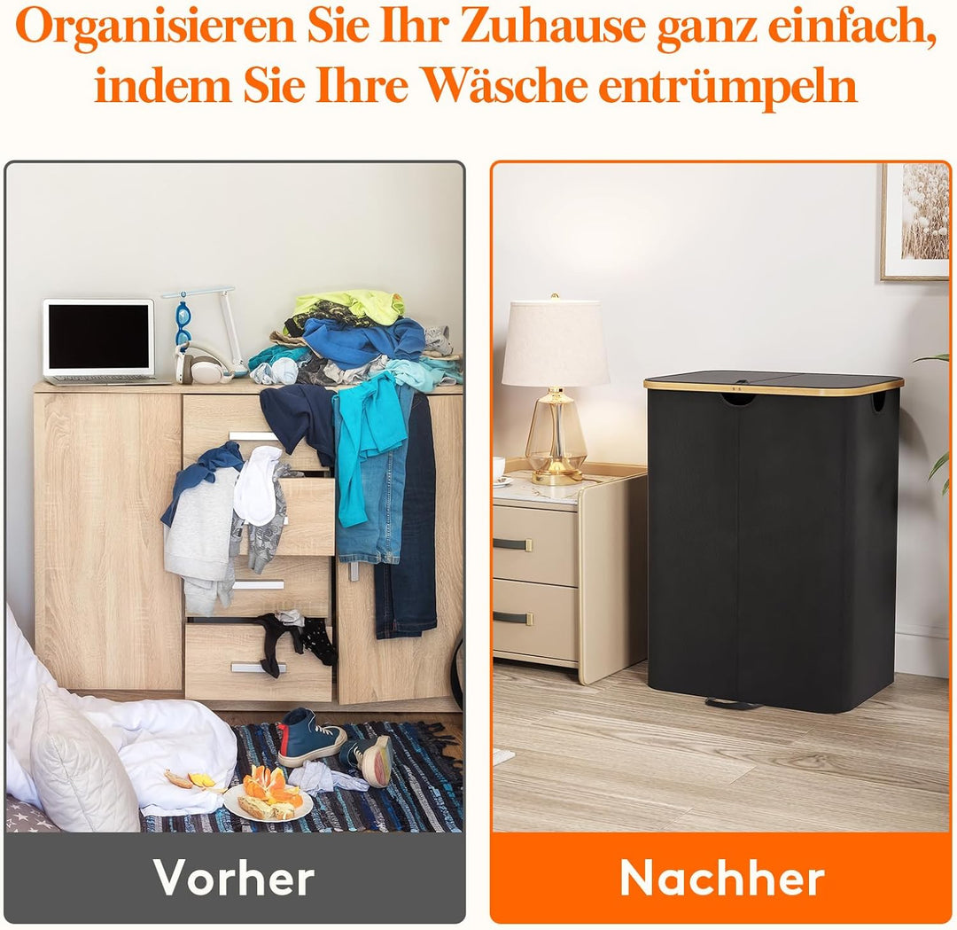 Lifewit 150L Pfandflaschen Sammelbehälter 2 fächer mit Deckel, Gross Pfandflaschen Behälter 2 Traget
