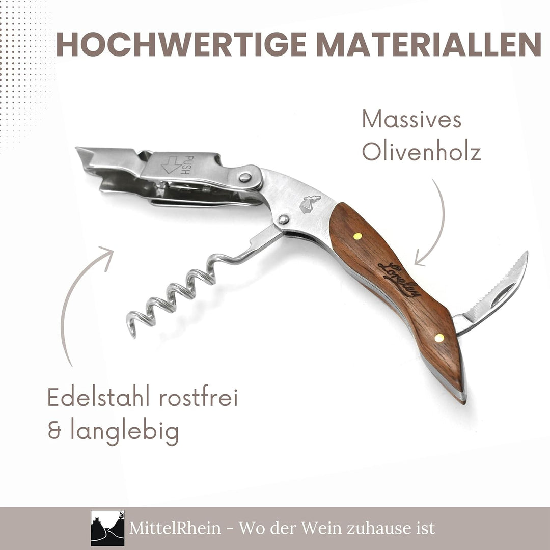 LORELEY MITTELRHEIN Germany Premium Kellnermesser | Korkenzieher | Weinöffner | Flaschenöffner aus O
