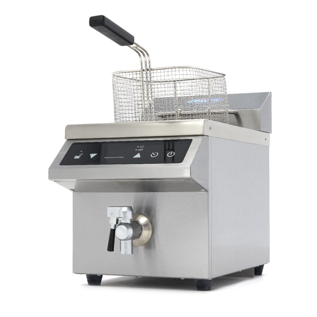 Maxima Gastro Fritteuse - 8 l - 1 Körb - Induktion - mit Ablasshahn