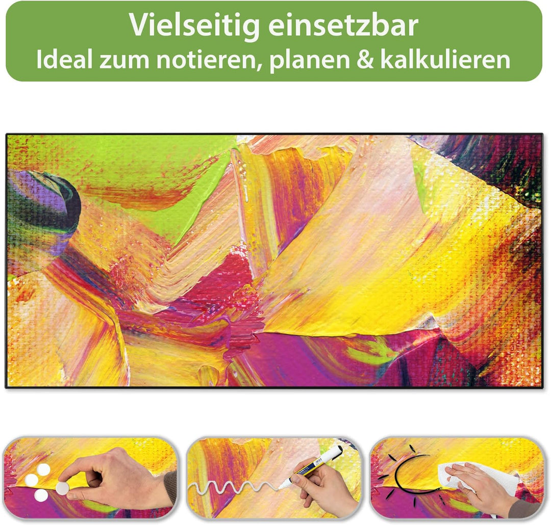 banjado Magnettafel schwarz 78 x 37cm / Magnetwand Metall/Magnetpinnwand als Memoboard/Pinnwand Magn
