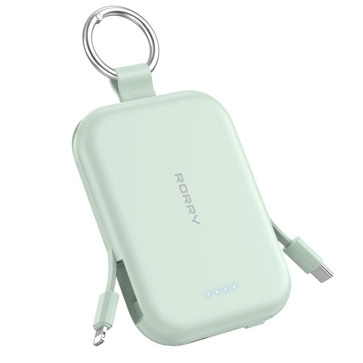 RORRY CharmGo Powerbank,5000mAh Power Bank mit Integriertem USB C Kabel | Tragbarer Externer Akku mi