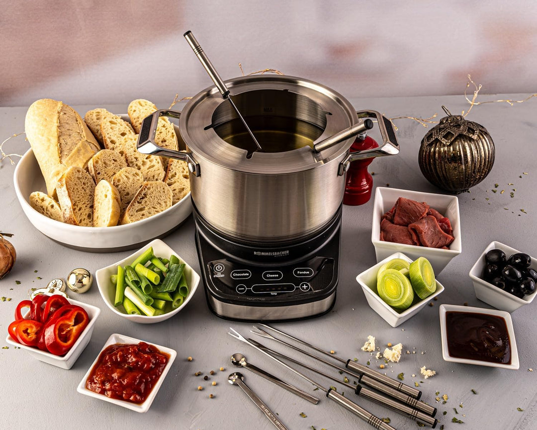 Rommelsbacher F 1200 Elektro Fondue Set, Edelstahl, 2.5