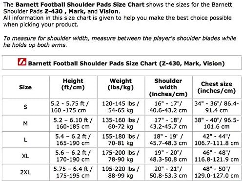 BARNETT Shoulderpad Vision I American Football Schulterschutz, sehr leicht XL, XL