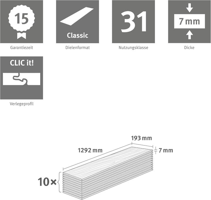 EGGER NatureSense Laminat EL2023 Zermatt Eiche hell 1292x193x7mm (2,494m²) 2,494m² | Boden, 2,494m&#