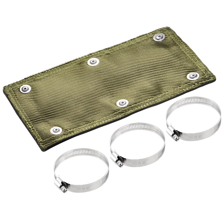 Hitzeschutzband Auspuff, Hitzeschutzmatte 30 x 15 cm Titanium Auspuffband Hitzeschild, mit Schlauchk
