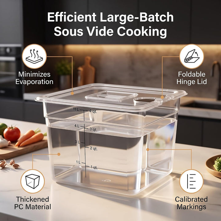 Sous Vide Behälter 11L, Sous Vide Wasserbäder Tank mit Deckel Lebensmittelbehälter Passend für die m