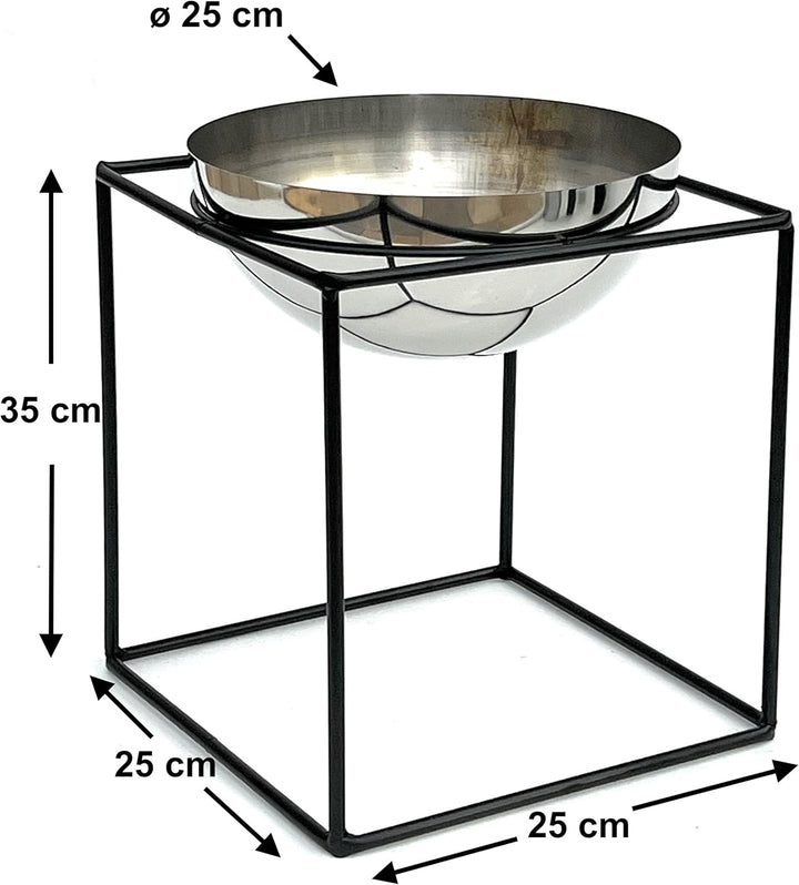 DanDiBo Blumenhocker Metall mit Topf Schwarz Silber 20-35 cm Blumenständer 96256 Blumensäule Modern