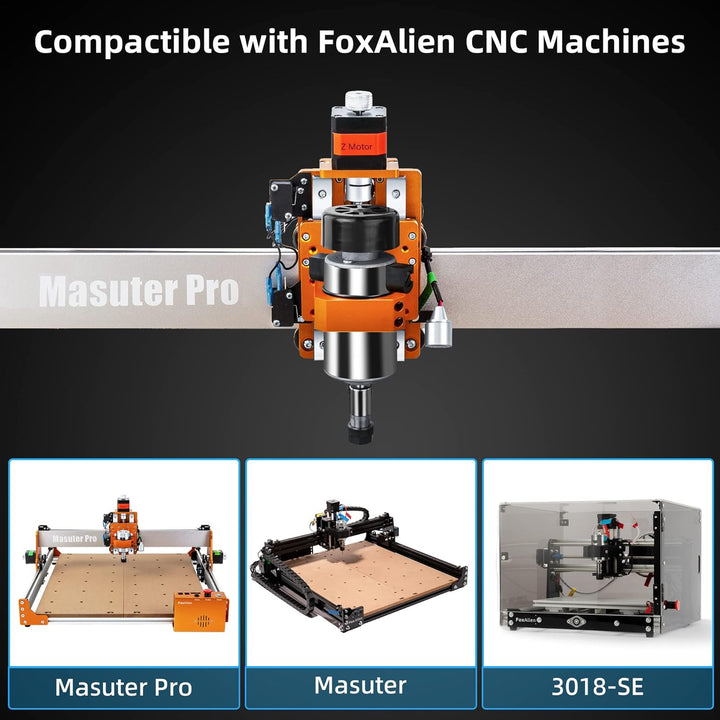 FoxAlien 300W CNC Fräse Bausatz Spindelmotor Kit Luftgekühlter Fräsmotor mit Controller-Box für Masu