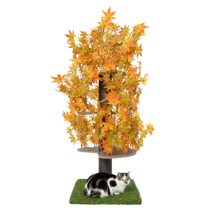 Kratzbaum Natur zum Klettern, Verstecken und Schlafen - gross mit austauschbaren Blättern - einfach