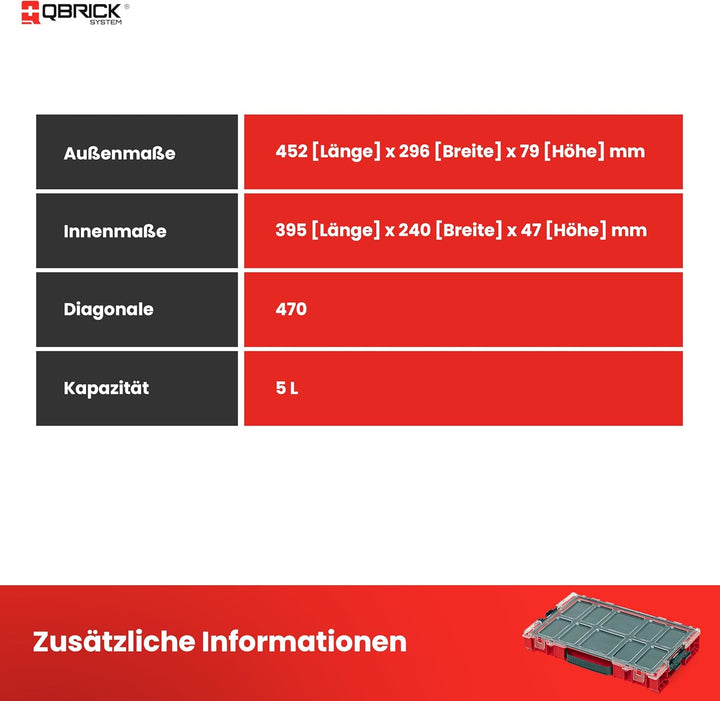 Qbrick System Pro Organizer 100 Mfi Red Ultra HD Sortimentskasten Sortierkasten Schraubenbox Sortier
