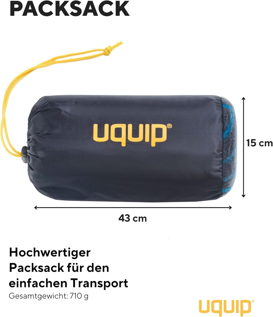 Uquip Picknickdecke Scotty L Grey I 150 x 180 cm I wasserdichte & schmutzabweisende Campingdecke I O