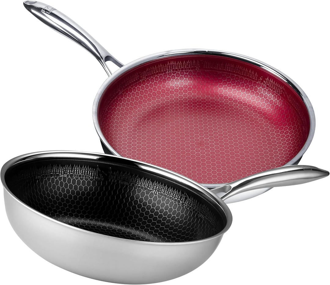 FIXLINE® Black Forest 2er Set Pfanne &amp; Wok 28cm - Natürliche keramische Beschichtung - Alle Herdarte