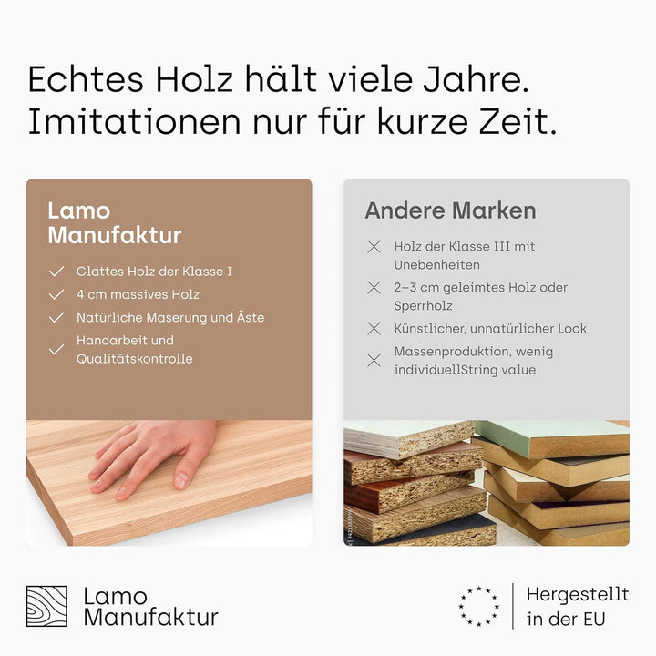 LAMO Manufaktur Schweberegal Holz mit unsichtbarer Befestigung | Wand Regal 90 cm breit für Wohnzimm