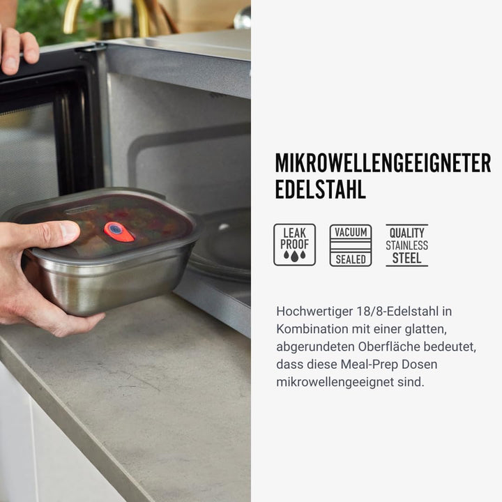 BLACK + BLUM Multifunktions Lunchbox Edelstahl 1,1 L | 100% auslaufsichere Meal Prep Boxen mit Vakuu