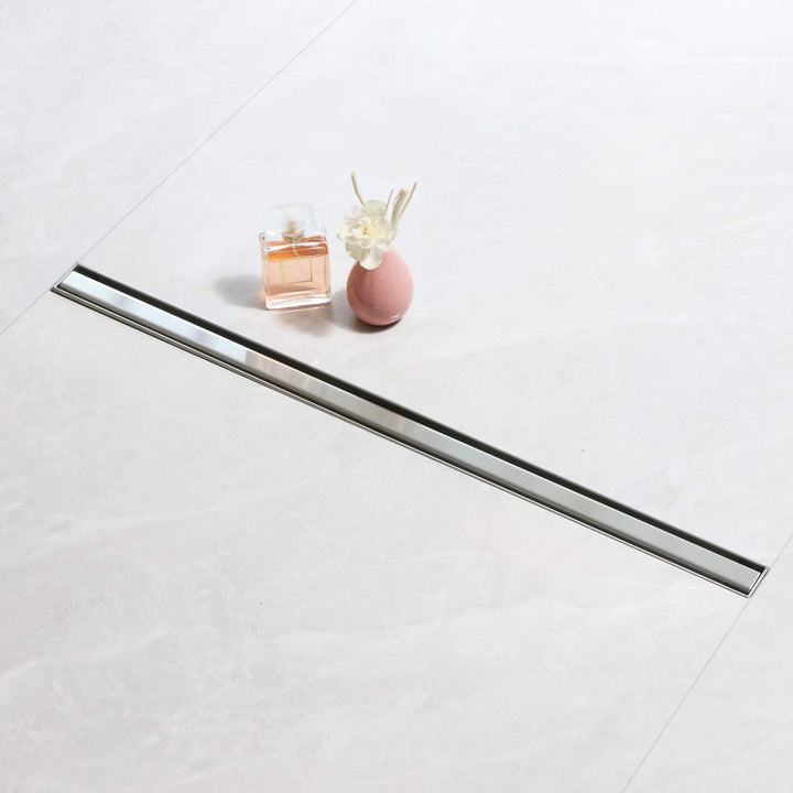 SaniteModar Duschrinne 70cm, Siphon mit Geruchsstop und Haarfilter, schlankes Auslaufrohr. Die Dusch