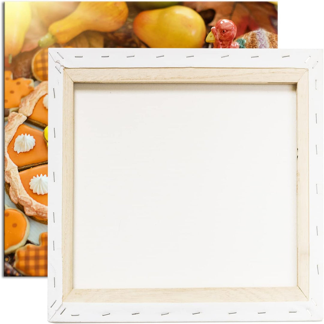 Erntedankfest Kürbis Kekse Format: 70x70 als Leinwandbild, Motiv fertig gerahmt auf Echtholzrahmen,