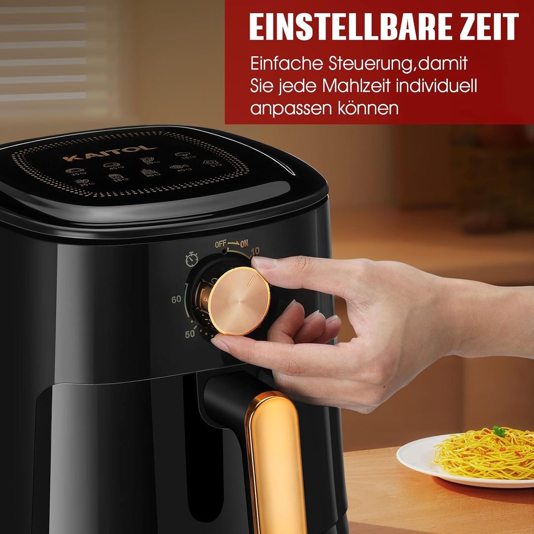 4L Heissluftfritteuse, mit Manueller Drehtaste, Spülmaschinenfest, Gesundes Kochen Ohne Öl und mit W