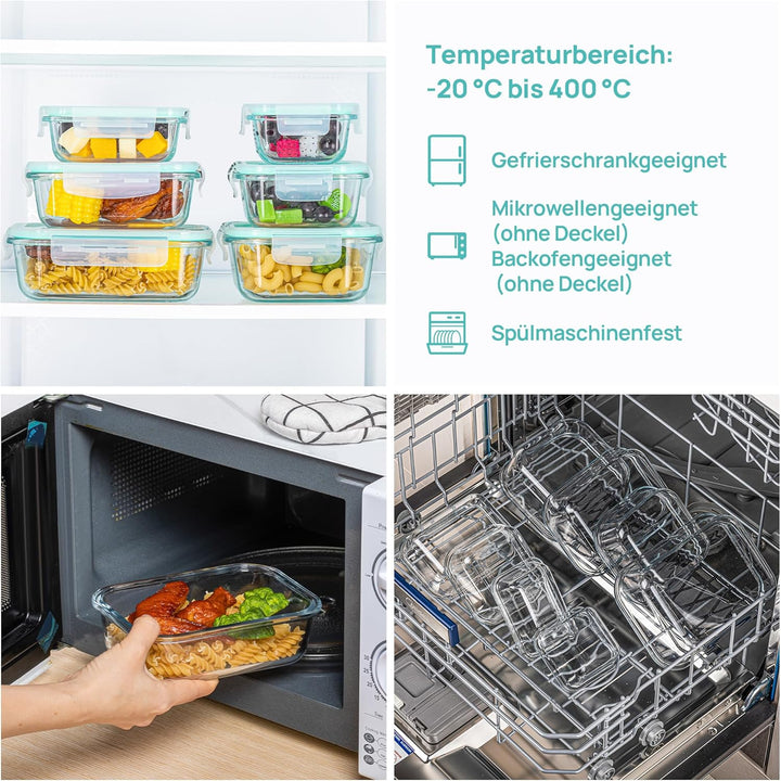 Vtopmart 8er Glasbehälter Mit Deckel, Glass Frischhaltedosen Mit Deckel, Meal Prep Boxen für Lebensm