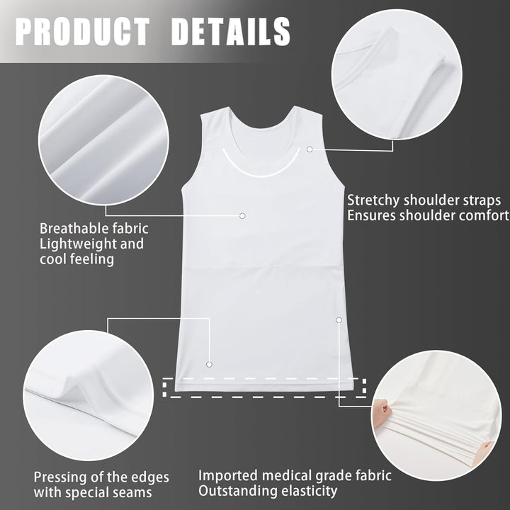 XUJI Brust Binder Transgender Tomboy Atmungsaktiv Langer Binder Pullover Tank Top S Weiss, S Weiss