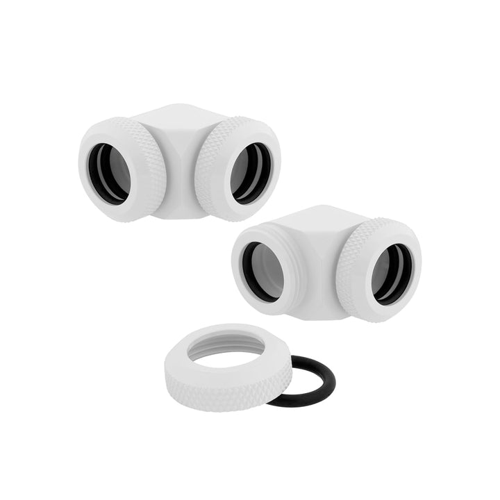Corsair Hydro X Series, XF Hardline, 90° Anschluss mit AD 12 mm, Doppelpack, Weiss 12mm (90 Grad) We