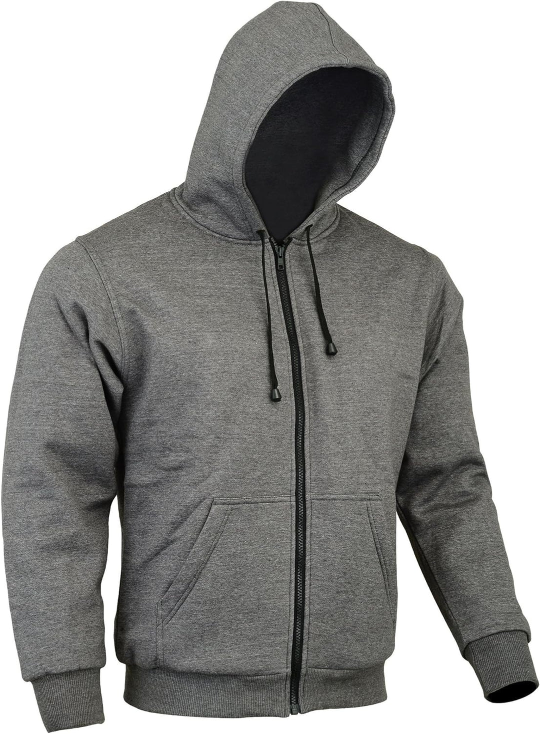 Motorradjacke mit Kapuze - CE-Protektoren - 100% Kevlar-Schutz - Fleece - Grau- L = 112 cm - 117 cm