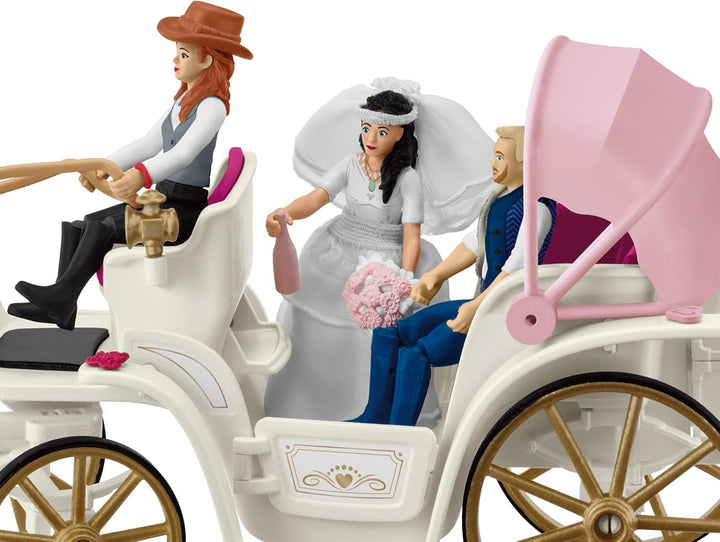 SCHLEICH 42641 Hochzeitskutsche, ab 5 Jahren, Horse Club - Spielset, 106 Teile &amp; 42658 Fütterung der