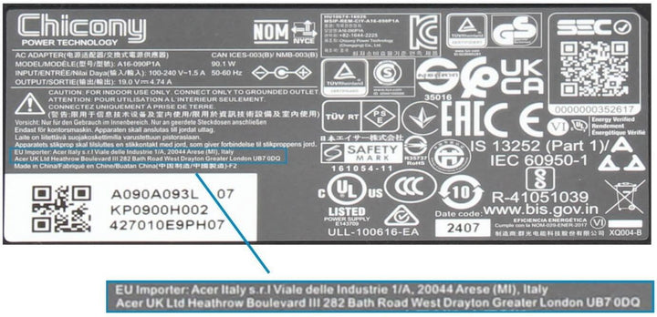 Acer Aspire 5741G Original Netzteil 90 Watt
