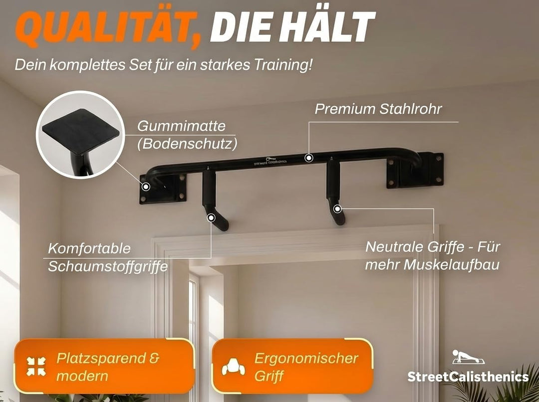 DuoBar Klimmzugstange [Wandmontage Abnehmbar] Calisthenics Equipment Homegym für Zuhause Pull Up Bar