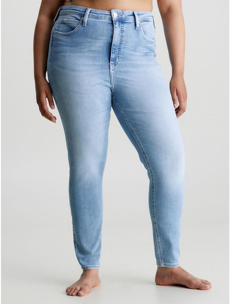 Calvin Klein Jeans Damen Hohe Taille, Super Skinny Knöchel Hose 32 Denim Light, 32 Denim Light