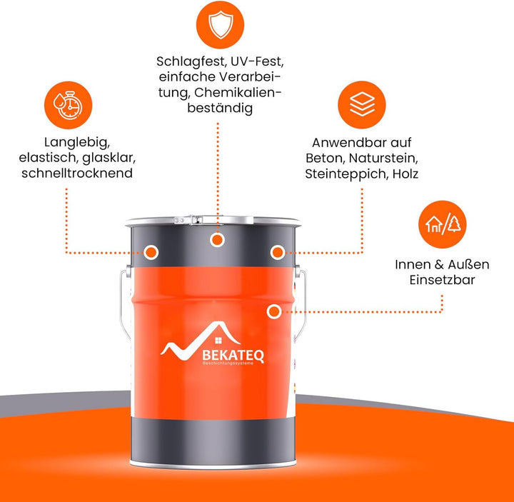 BEKATEQ 1K PU Bodenversiegelung RAL6002 Laubgrün 5kg für aussen I Bodenbeschichtung &amp; Versiegelung f