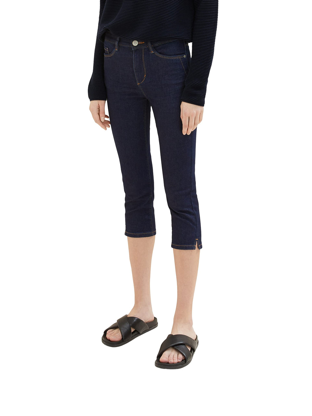 TOM TAILOR Damen Kate Capri Jeans, 10138 - Rinsed Blue Denim
