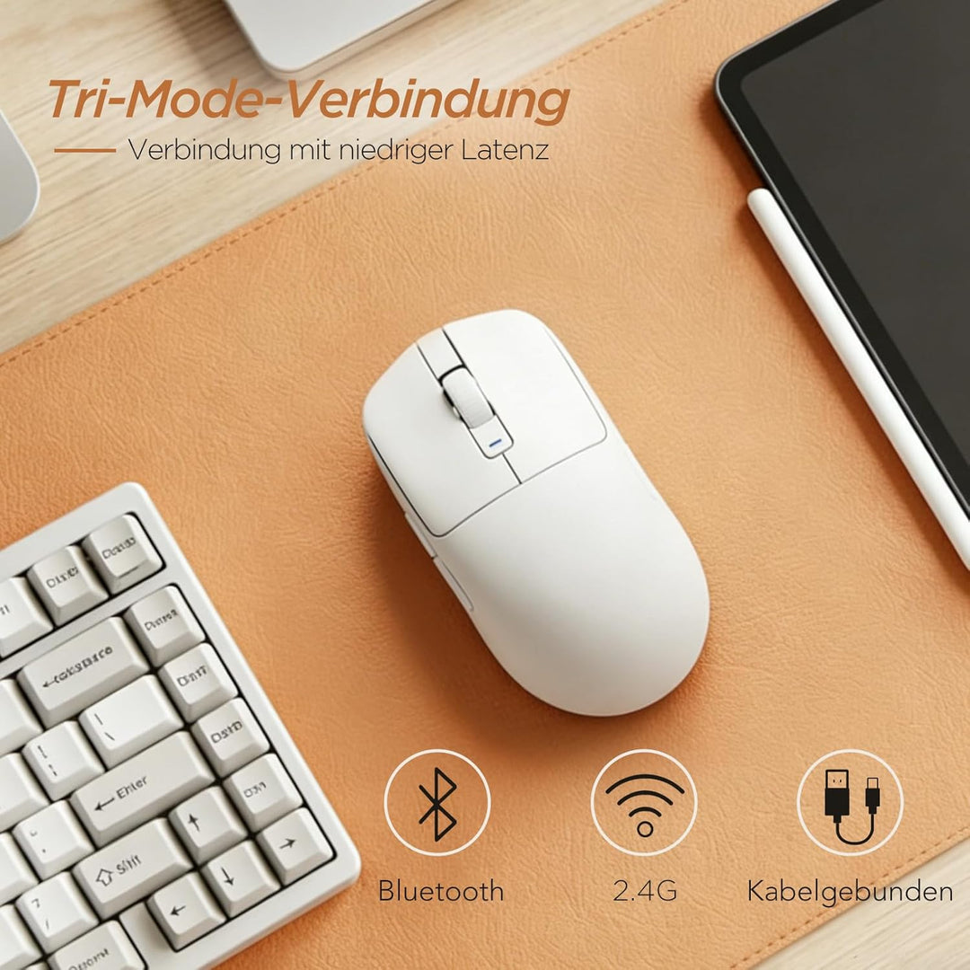 RK ROYAL KLUDGE MO3 Gaming Maus Kabellose PAW3809 6K DPI 48g leichte Computer Maus Bluetooth/2.4G/Ka