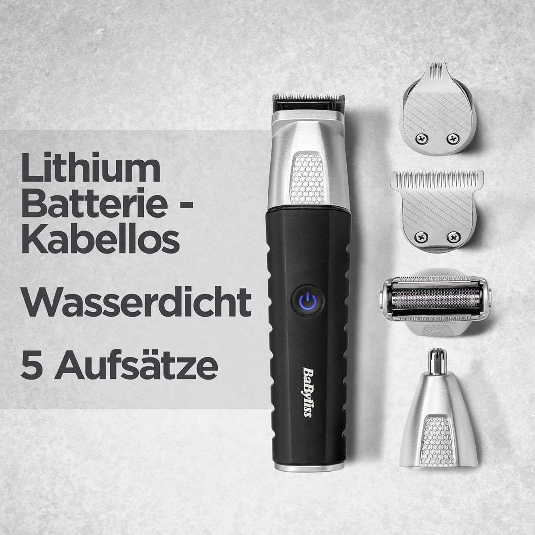 BaByliss Lithium Power 11-in-1 Multi-Trimmer – Kabelloses Grooming-Kit mit Barttrimmer und Nasenhaar