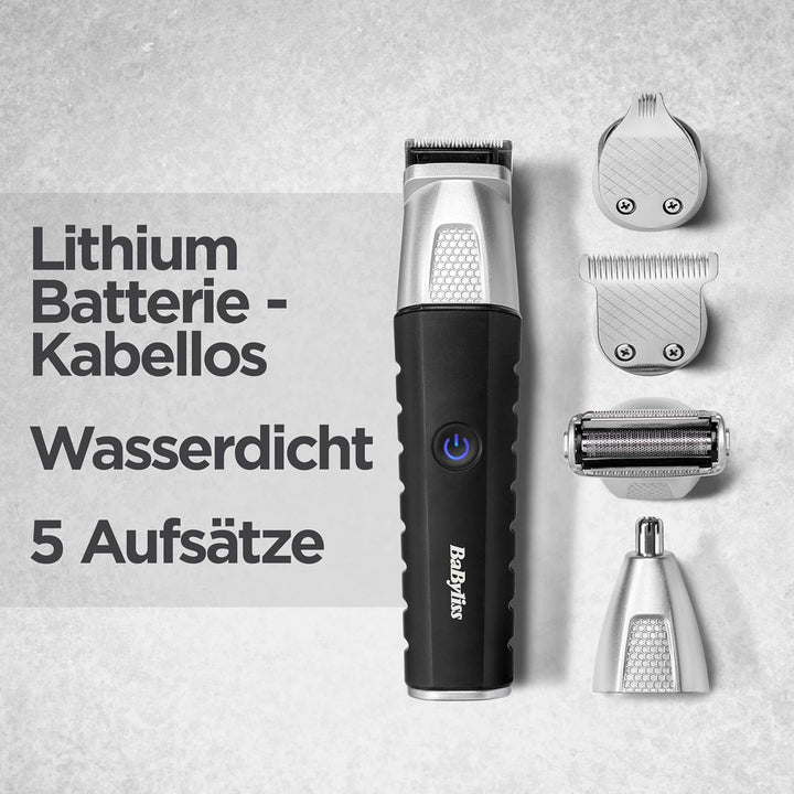 BaByliss Lithium Power 11-in-1 Multi-Trimmer – Kabelloses Grooming-Kit mit Barttrimmer und Nasenhaar