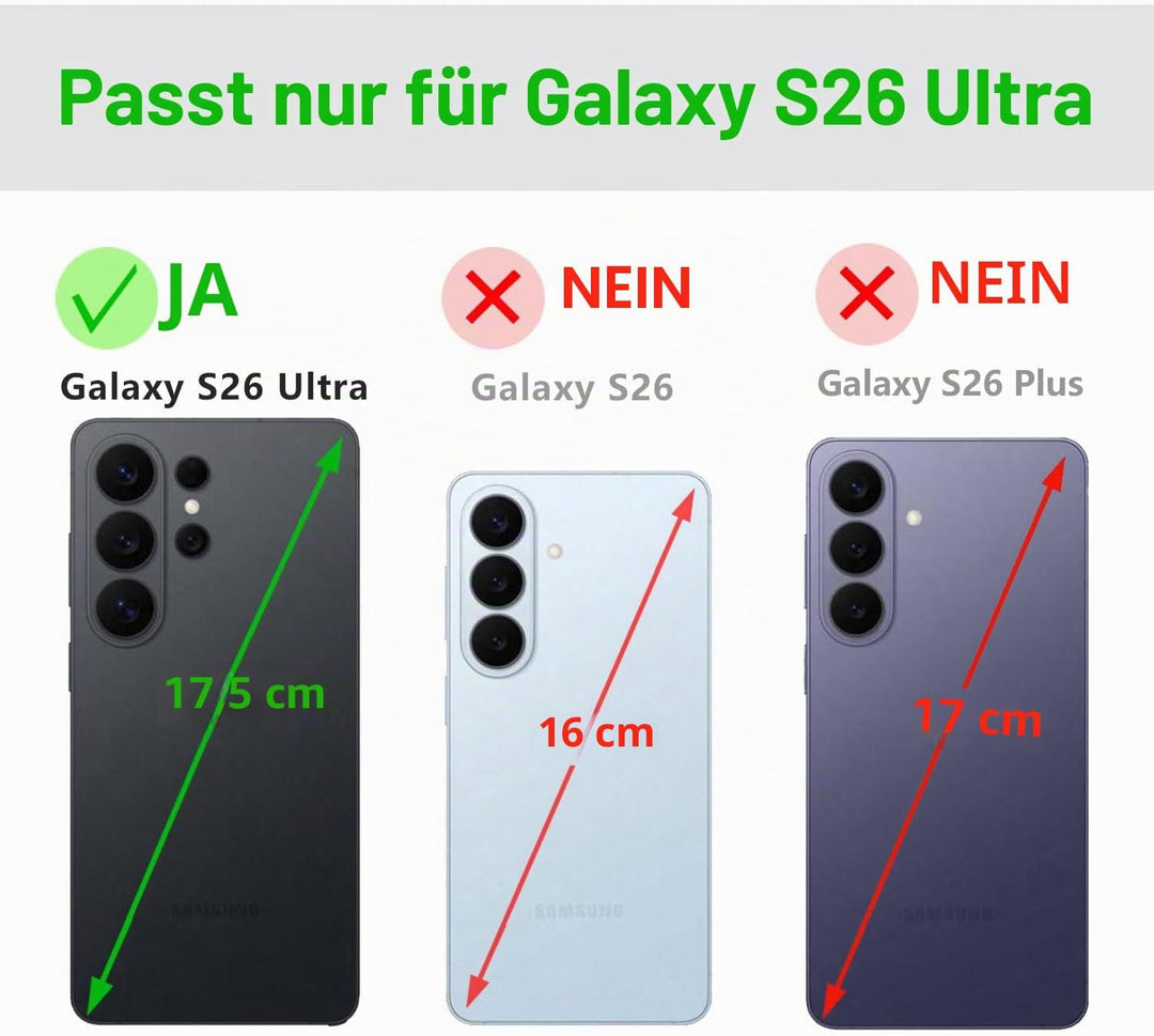 LENSUN Echtleder Handyhülle für Samsung Galaxy S26 Ultra, Leder Hülle [Bookstyle][RFID Schutzhülle][