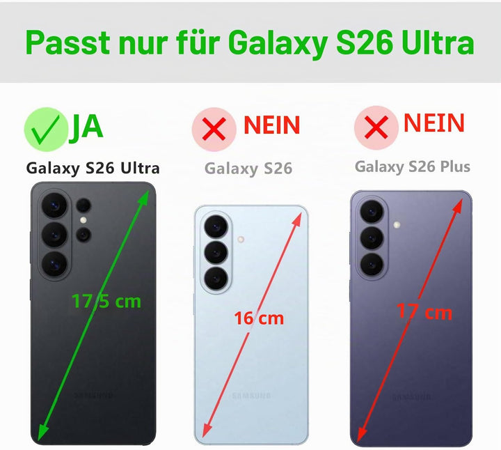 LENSUN Echtleder Handyhülle für Samsung Galaxy S26 Ultra, Leder Hülle [Bookstyle][RFID Schutzhülle][
