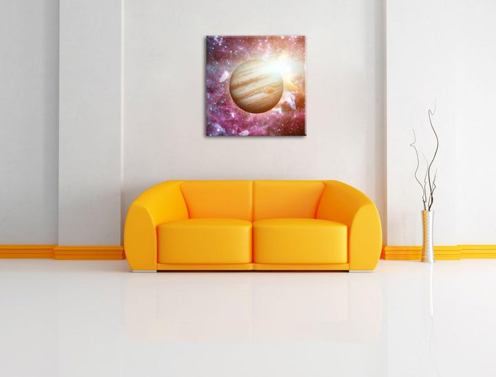 Pixxprint Planet Jupiter im Universum, Format: 70x70 auf Leinwand, 70x70