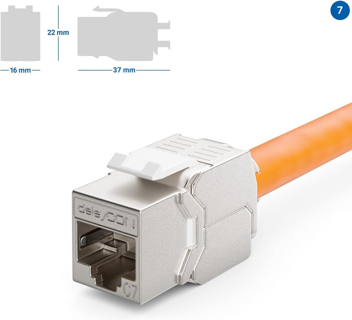 deleyCON 4x CAT 7 Keystone Jack Modul Optimal für CAT7 CAT6 CAT6a Verlegekabel Verbinder Patchkabel