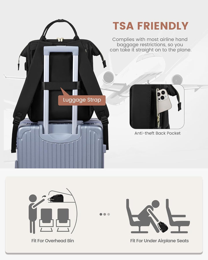 LOVEVOOK Rucksack Damen Gross, 17,3 Zoll Laptop Schulrucksack Mädchen Wasserdicht, Elegant Arbeitsta