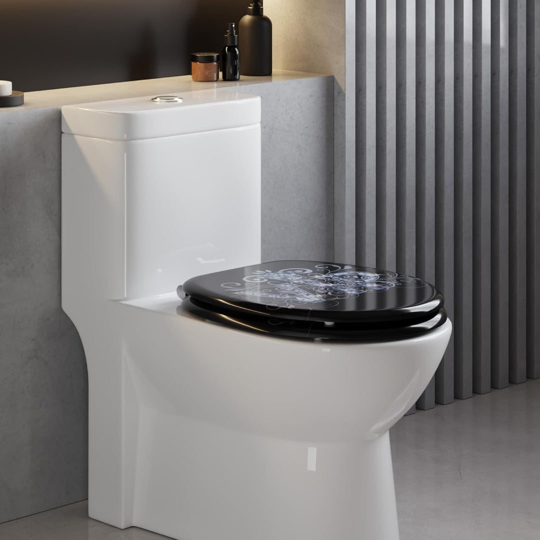 WOLTU #2 Premium WC-Sitz Toilettensitz mit Absenkautomatik, MDF Holzkern, Softclose Scharnier, Desgi