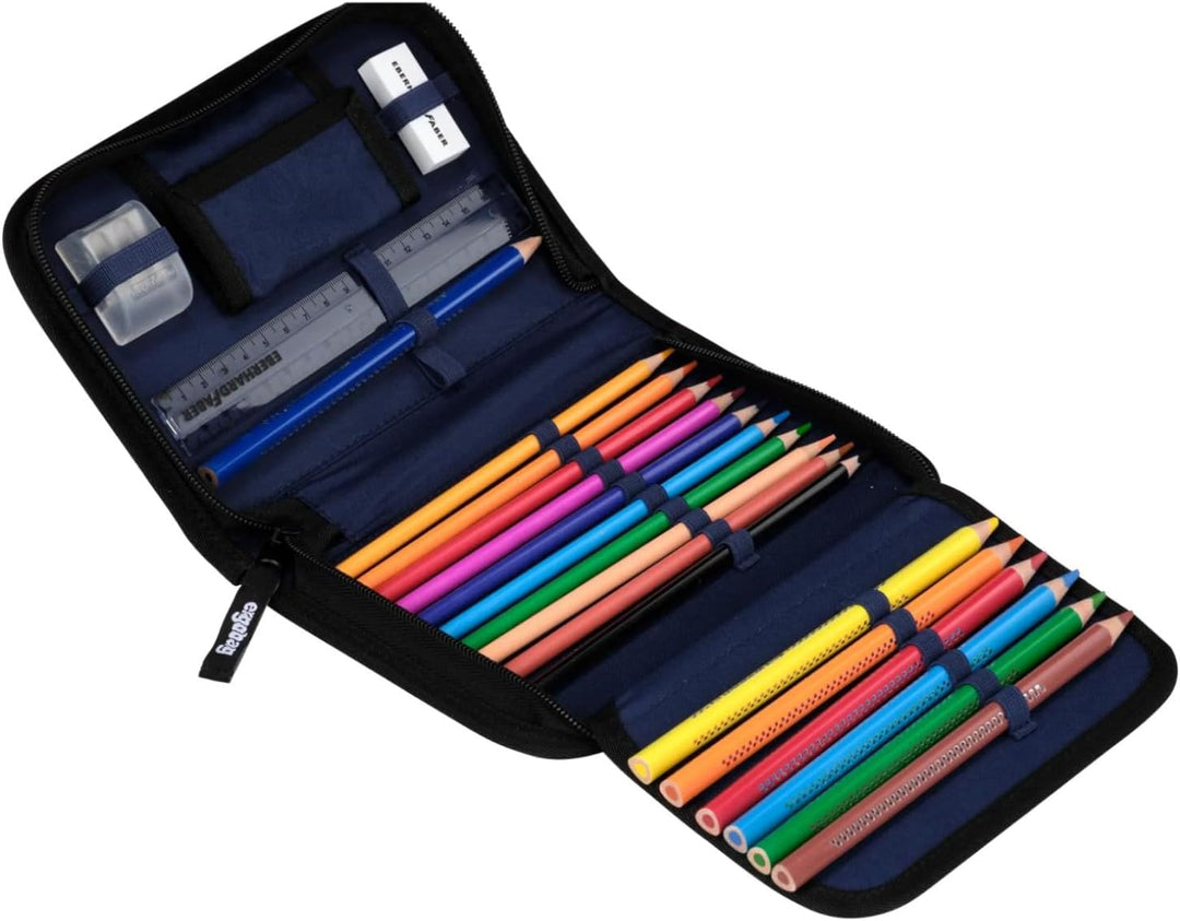 ergobag Federmäppchen Set 22-teilig, Lyra Buntstifte, Stundenplan-Fach, Kleingeld Fach, Lineal Super