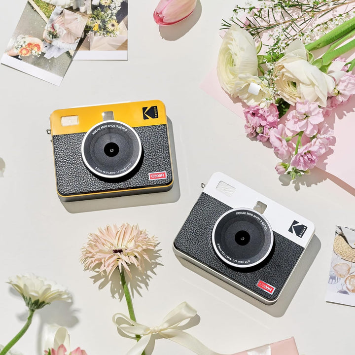 KODAK Mini Shot 3 Retro 4PASS 2-in-1 Sofortbildkamera und Fotodrucker (7,6x7,6cm) + 8 Blatts, Gelb M