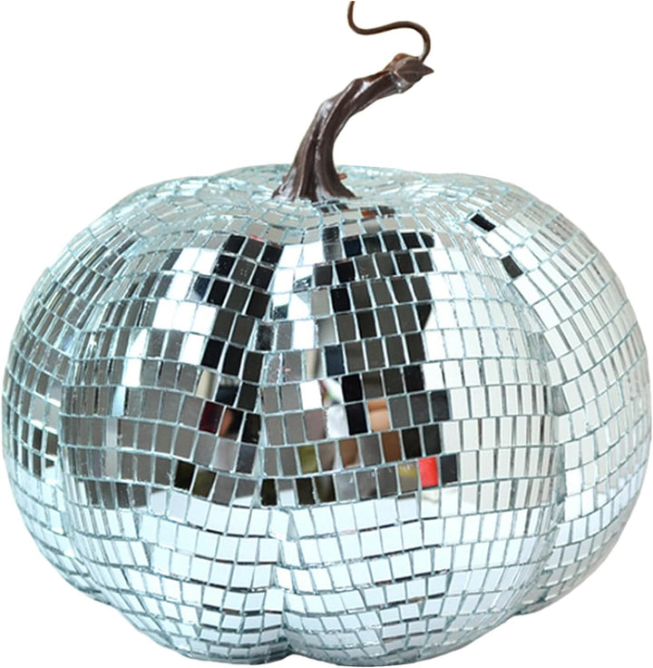 Zyntora Glitzer-Disco-Kürbis, Disco-Kugel-Kürbis Halloween | Künstliche Discokugel in Kürbisform, kü