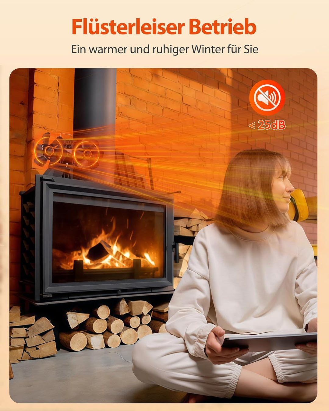 Signstek Kaminventilator Ofenventilator ohne strom, Wärmebetriebener Doppelter Kamin Ofen Ventilator