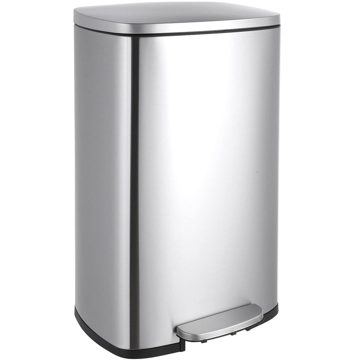 LIFERUN Mülleimer 50l aus Edelstahl, Abfalleimer mit Deckel, Soft-Close Tretmülleimer, Grosser Trete