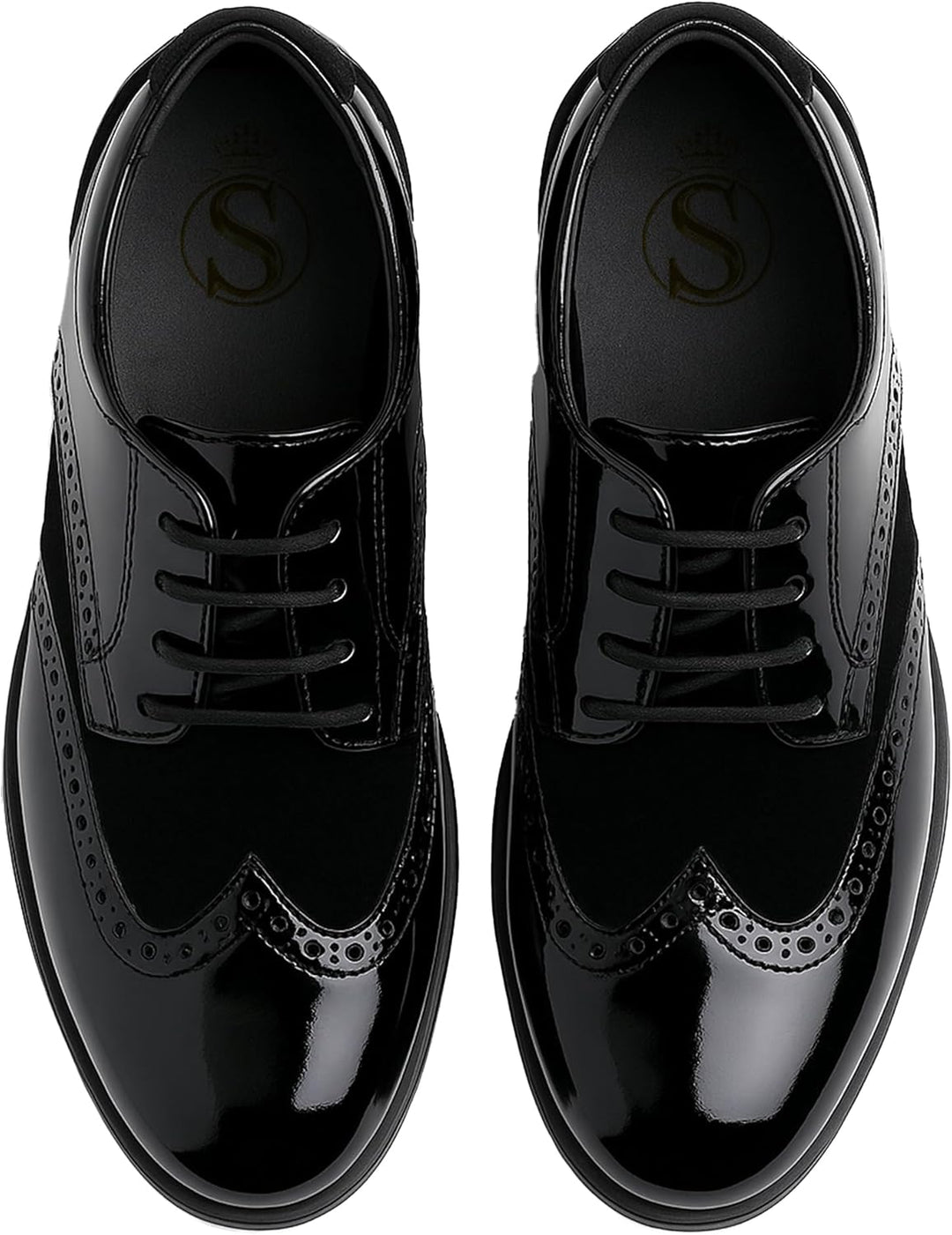 SIRRI Festliche Wildleder Brogue Lackschuhe Schnürschuhe für Jungen 22 EU Schwarz, 22 EU Schwarz