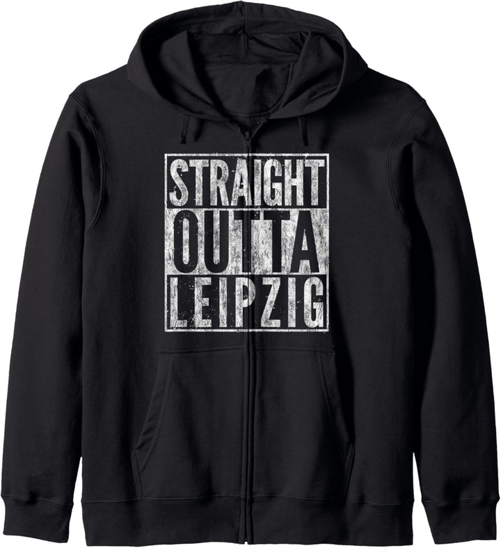 Straight Outta Leipzig Vintage Distressed Hip-Hop-Stil Kapuzenjacke